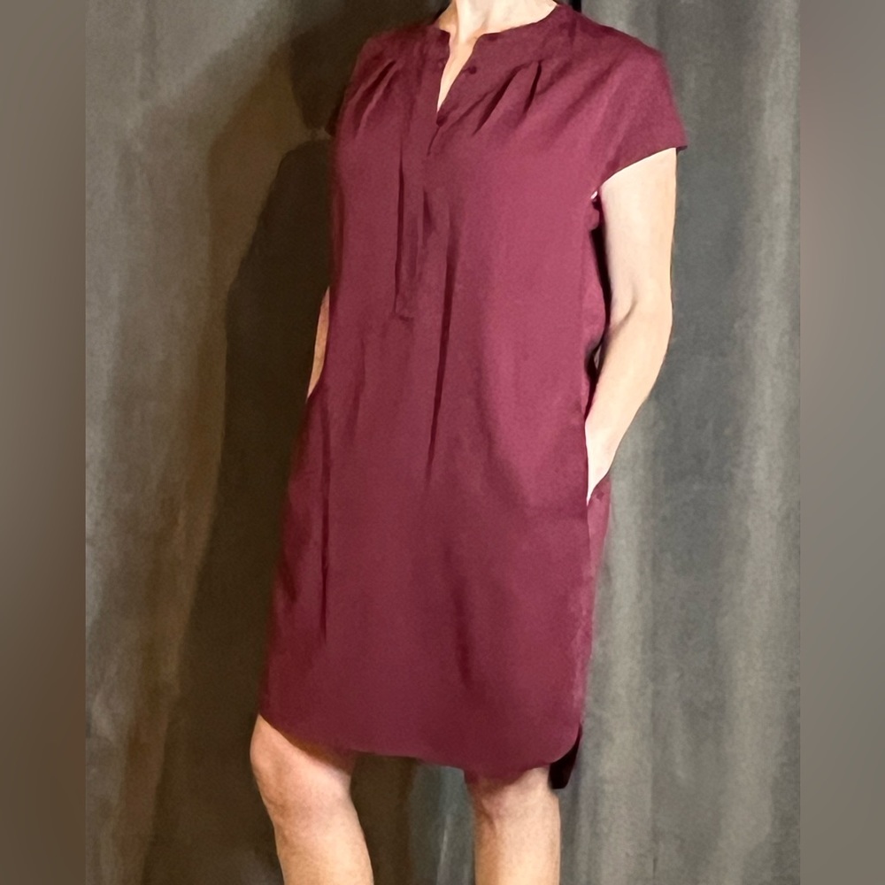 VINCE super cute burgundy maroon tunic dress size medium - Picture 8 of 8